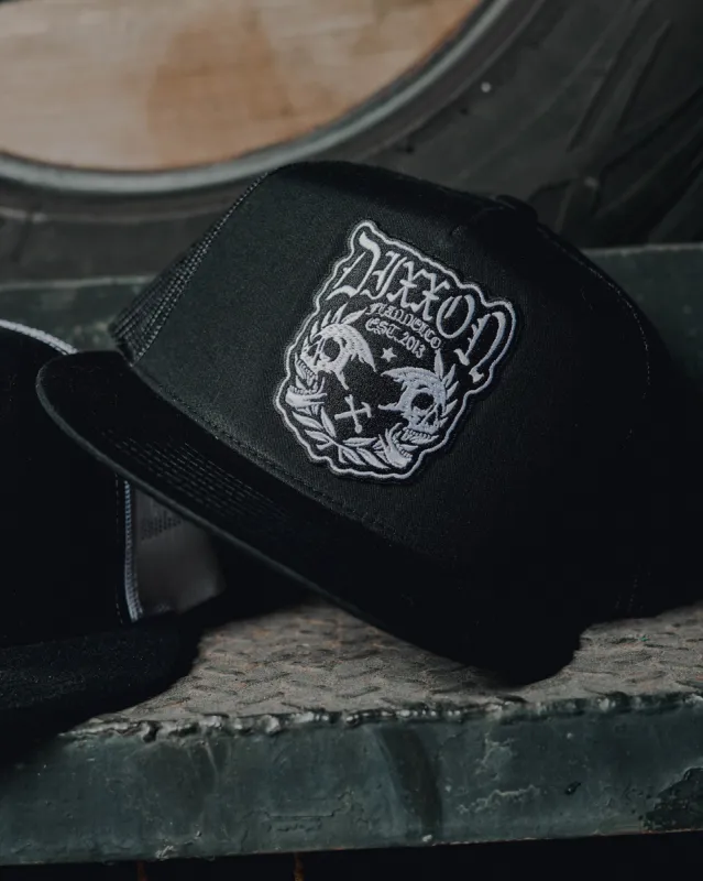 Two Faced Flat Bill Trucker Snapback - White & Black made by Dixxon