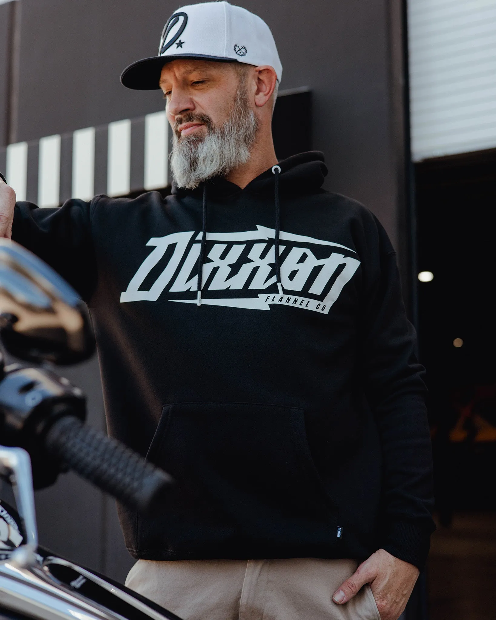 White Bolt Pullover Hoodie - Black sold by Dixxon