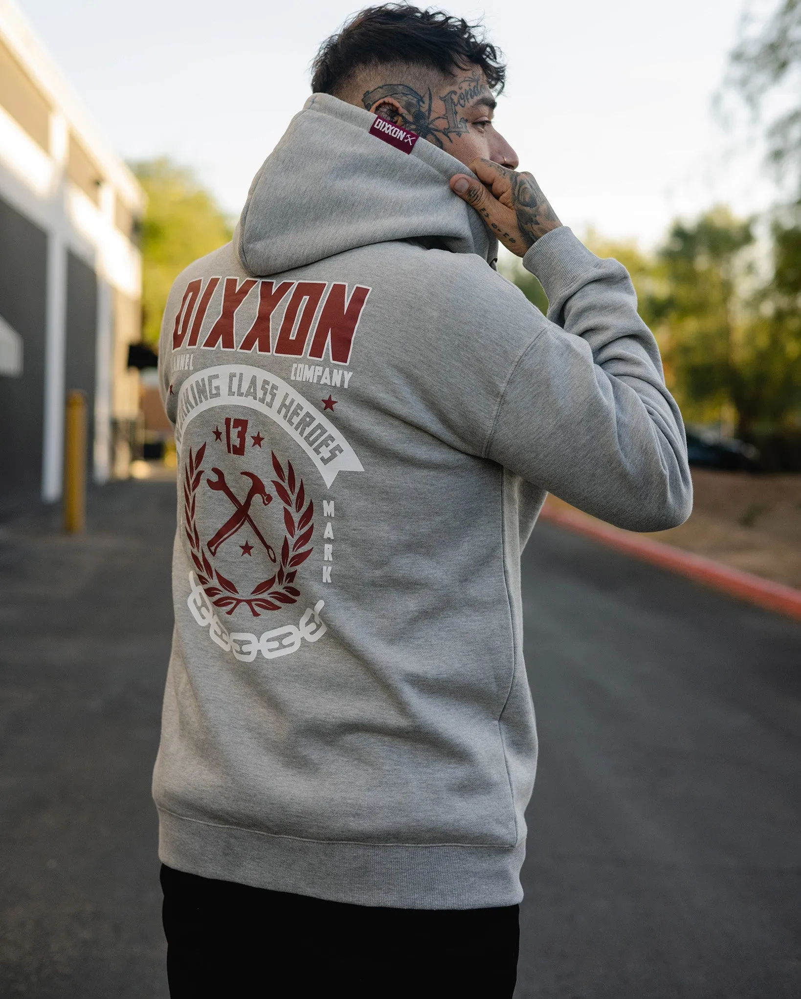 Maroon Weld Zip Up Hoodie - Heathered Gray sold by Dixxon