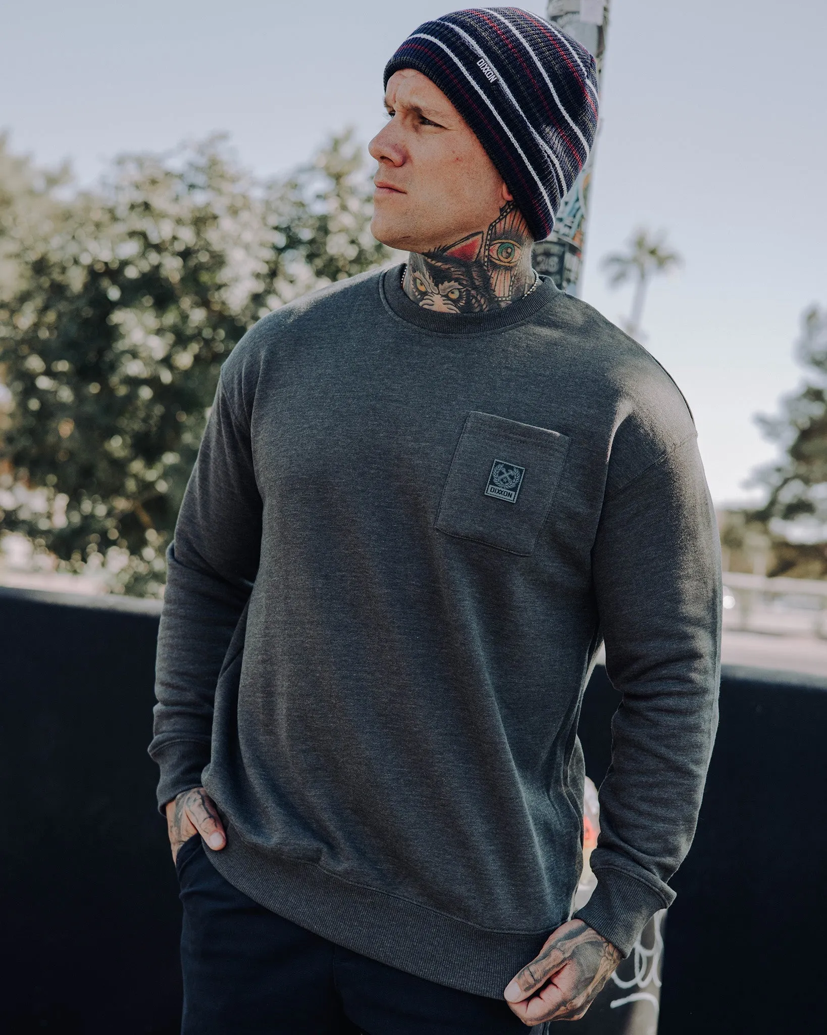 Pocket Crewneck - Heathered Charcoal sold by Dixxon