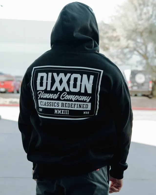 White Billboard Zip Up Hoodie - Black made by Dixxon
