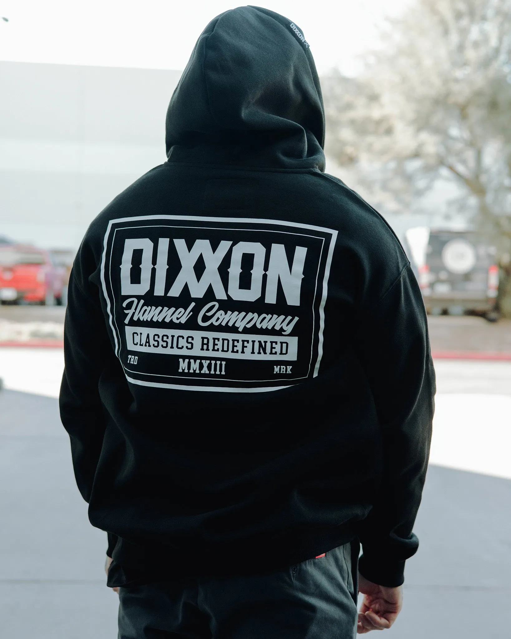 White Billboard Zip Up Hoodie - Black sold by Dixxon