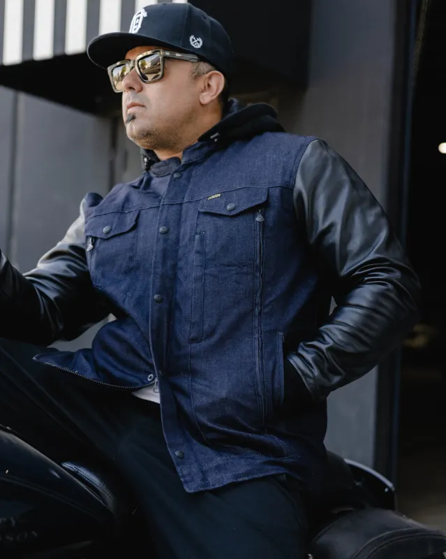 Dillinger Denim & Leather Jacket - Blue Denim sold by Dixxon