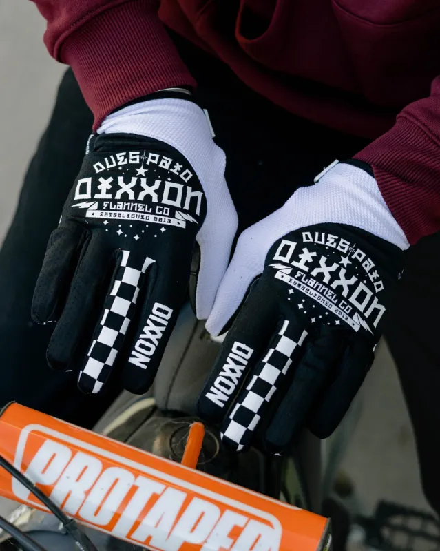 Dues Paid Moto Gloves - Black & White sold by Dixxon