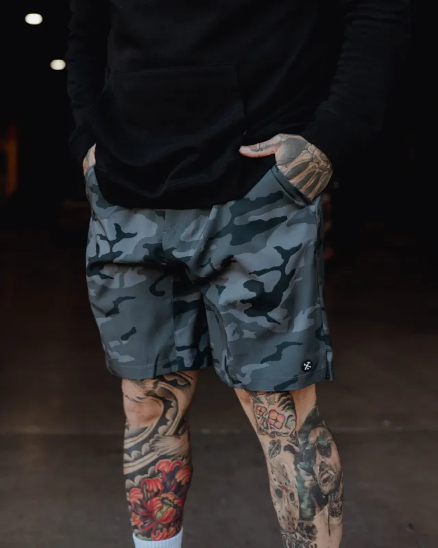 9" Gym Shorts - Black Camo sold by Dixxon