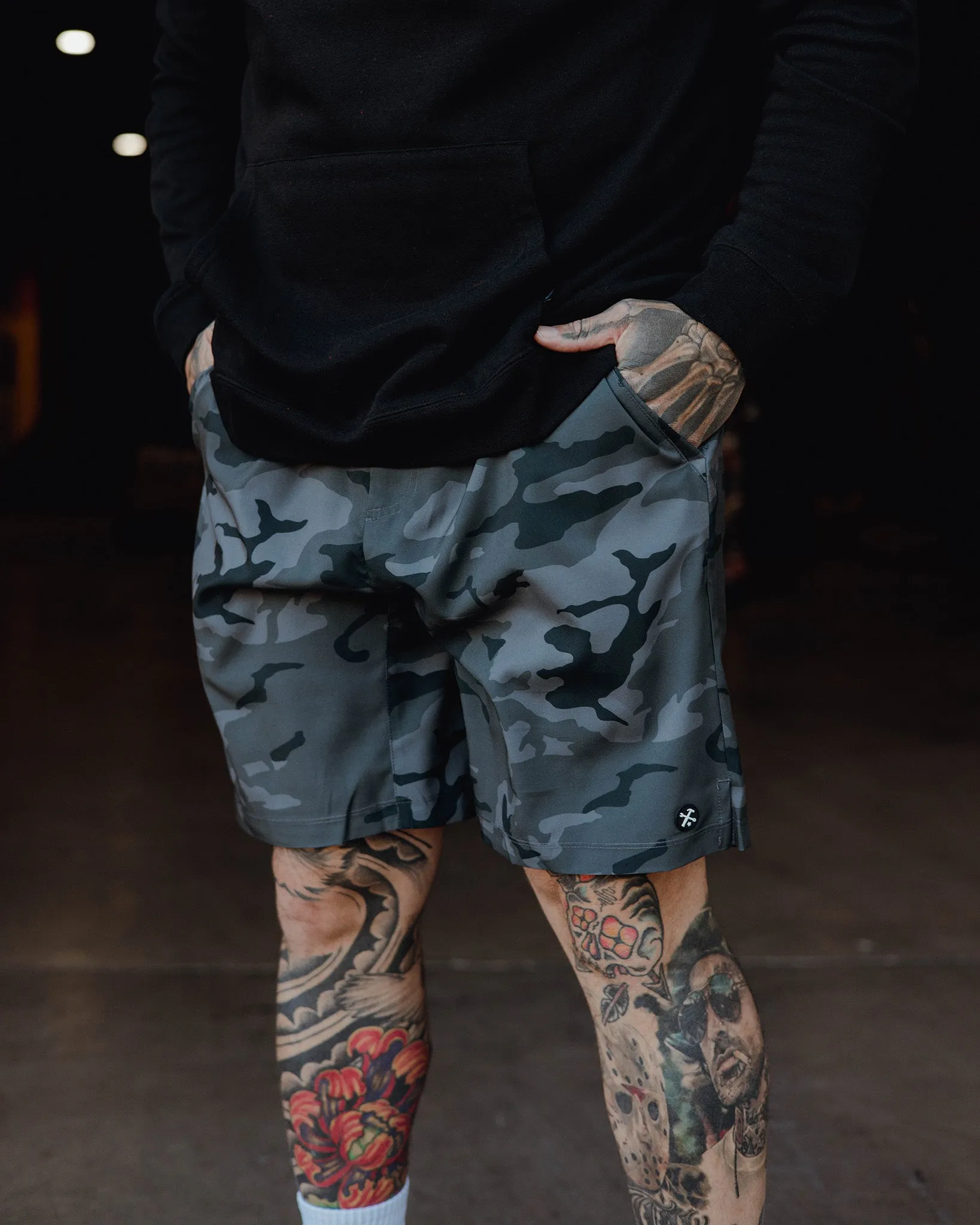 9" Gym Shorts - Black Camo sold by Dixxon