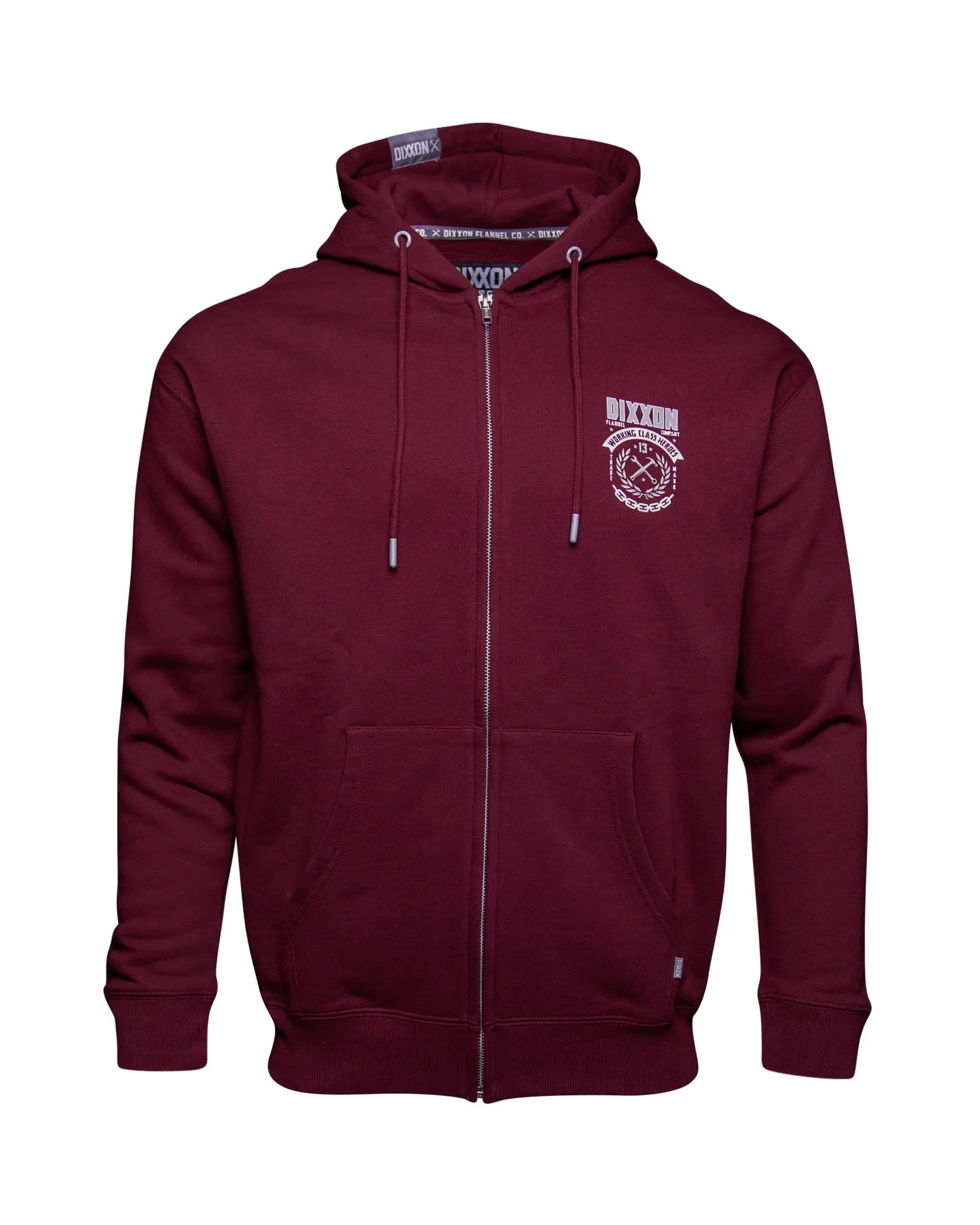 White & Gray Weld Zip Up Hoodie - Maroon sold by Dixxon product image thumbnail 3