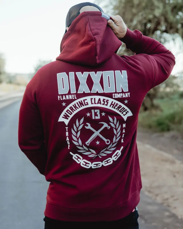 White & Gray Weld Zip Up Hoodie - Maroon sold by Dixxon