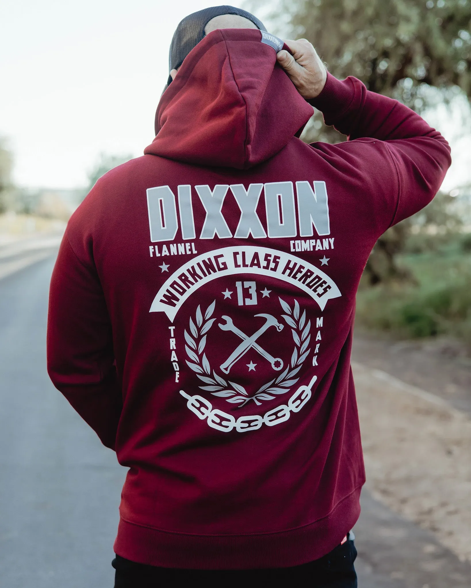 White & Gray Weld Zip Up Hoodie - Maroon sold by Dixxon