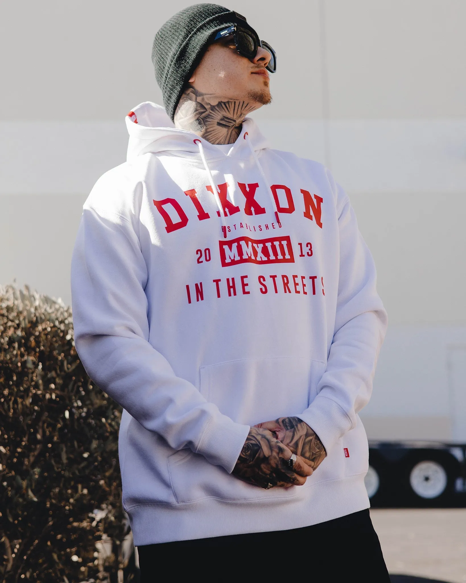 Red In The Streets Pullover Hoodie - White sold by Dixxon