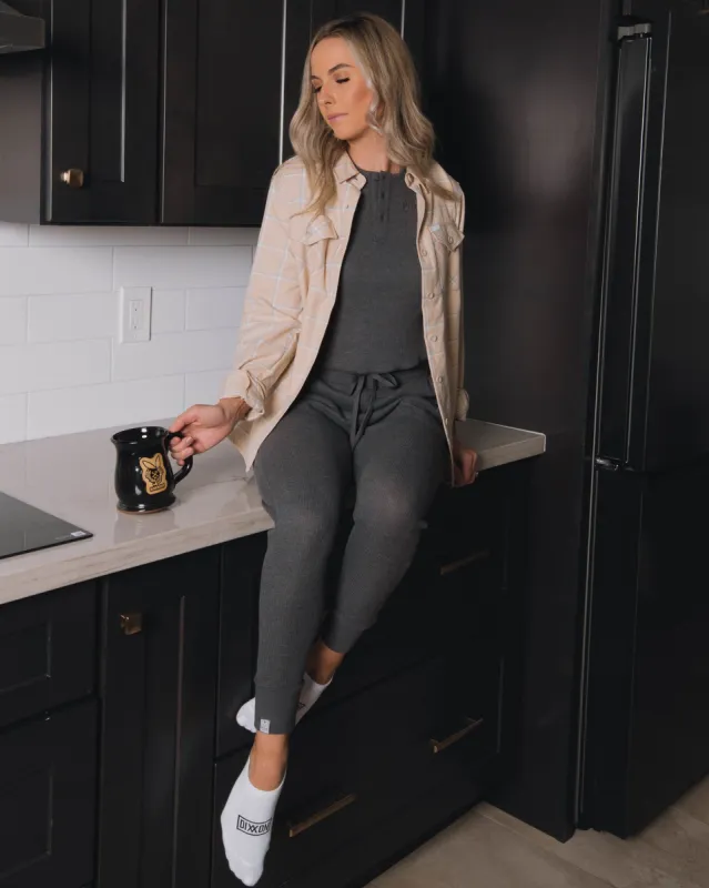 Women's Waffle Knit Joggers - Dark Gray sold by Dixxon