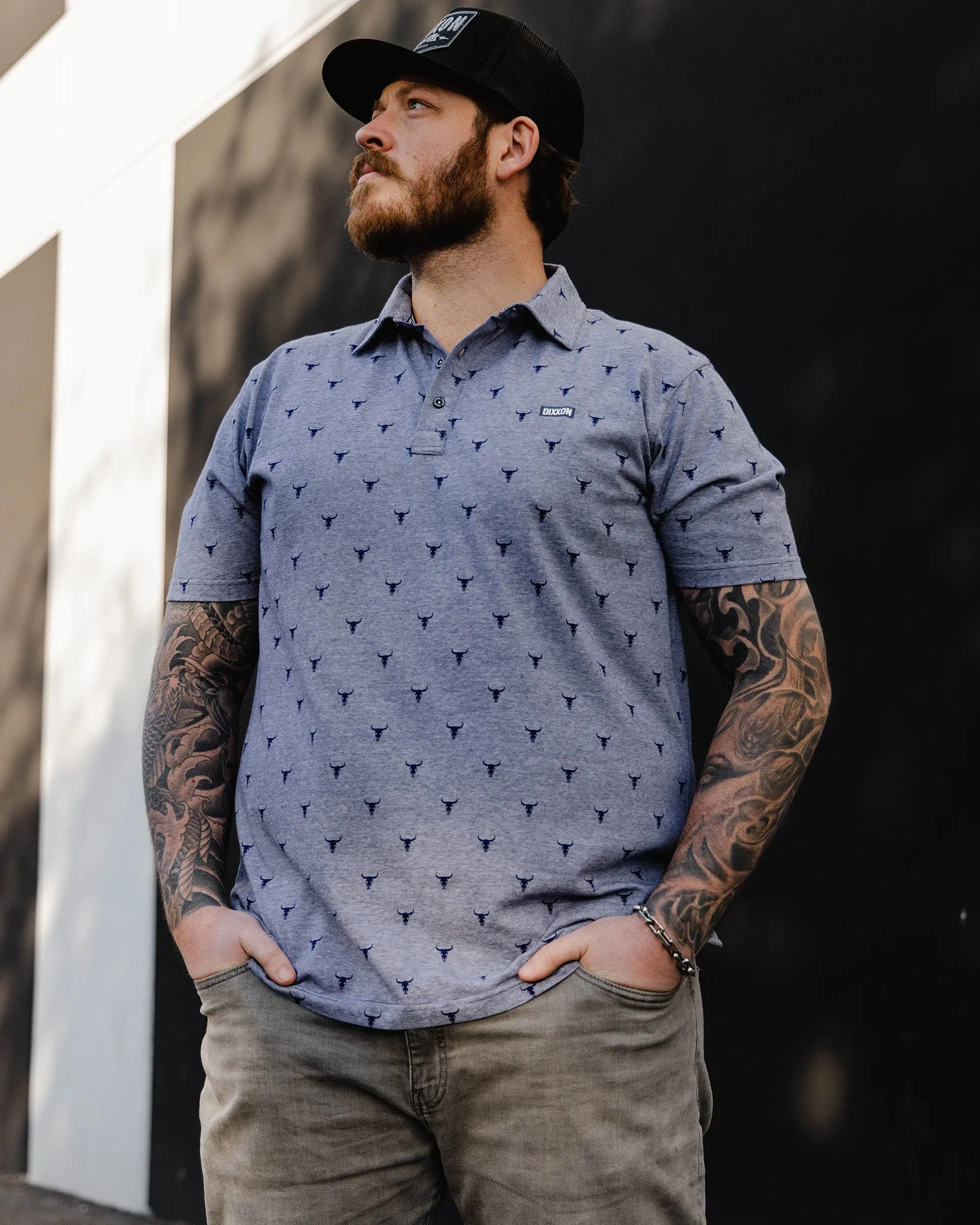 Tolleson Premium Polo - Heathered Blue sold by Dixxon