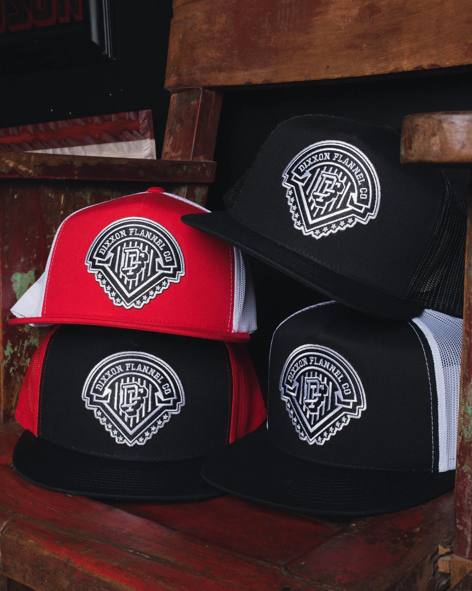 Legacy Flat Bill Trucker Snapback - Black & White sold by Dixxon