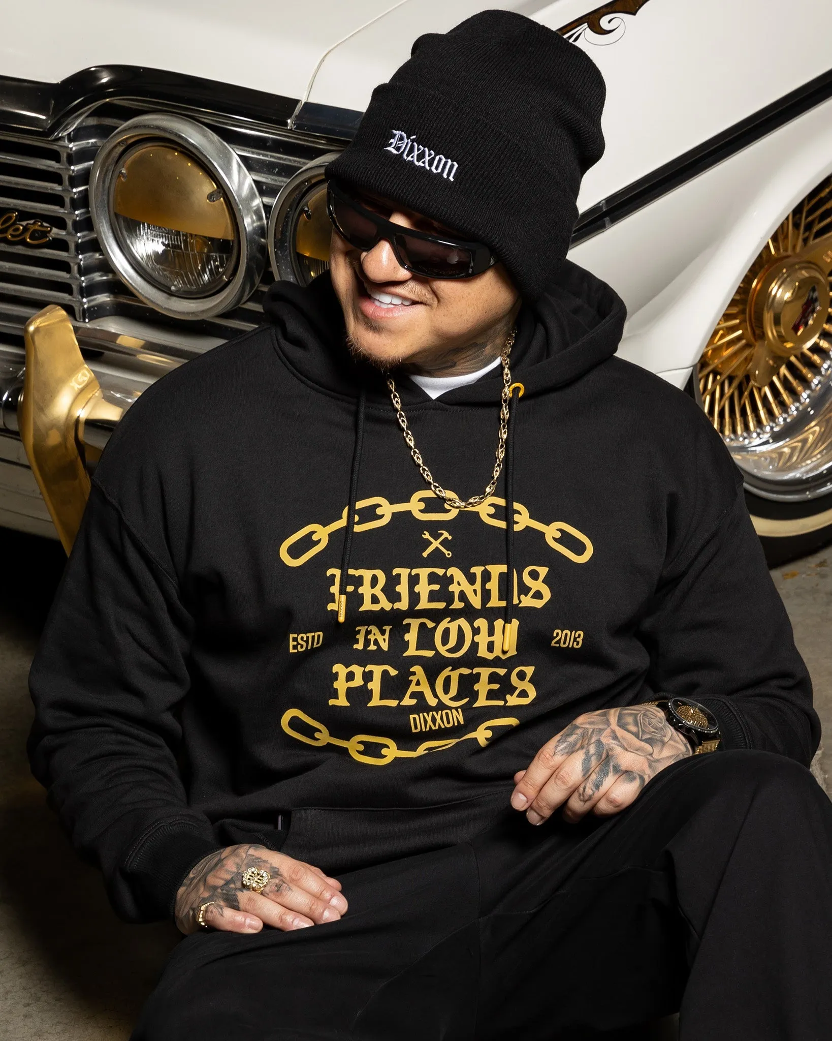 Gold Friends in Low Places Pullover Hoodie - Black sold by Dixxon