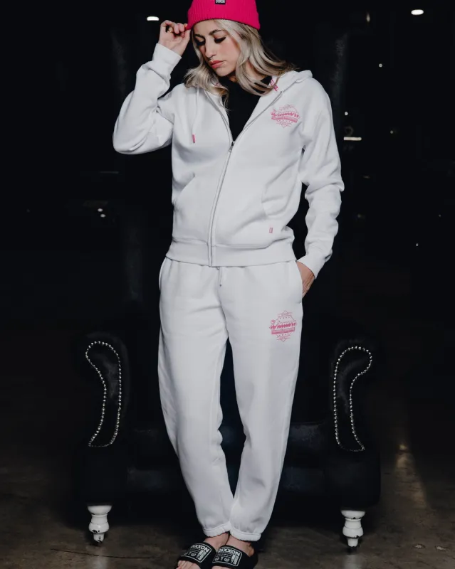 Women's Pink Stardust Sweatpants - White sold by Dixxon