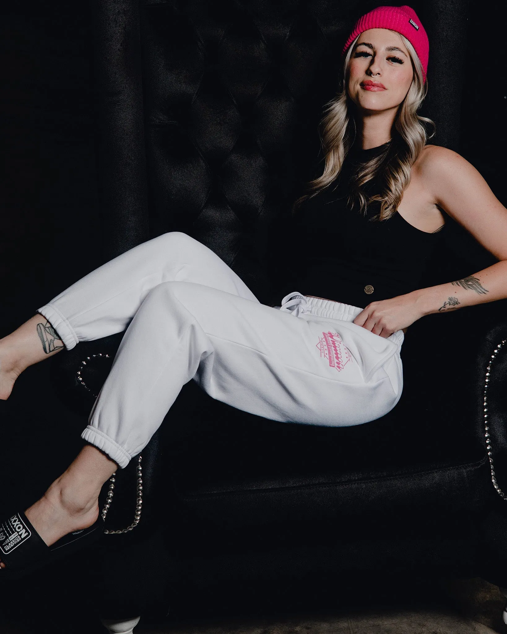 Women's Pink Stardust Sweatpants - White sold by Dixxon product image thumbnail 2