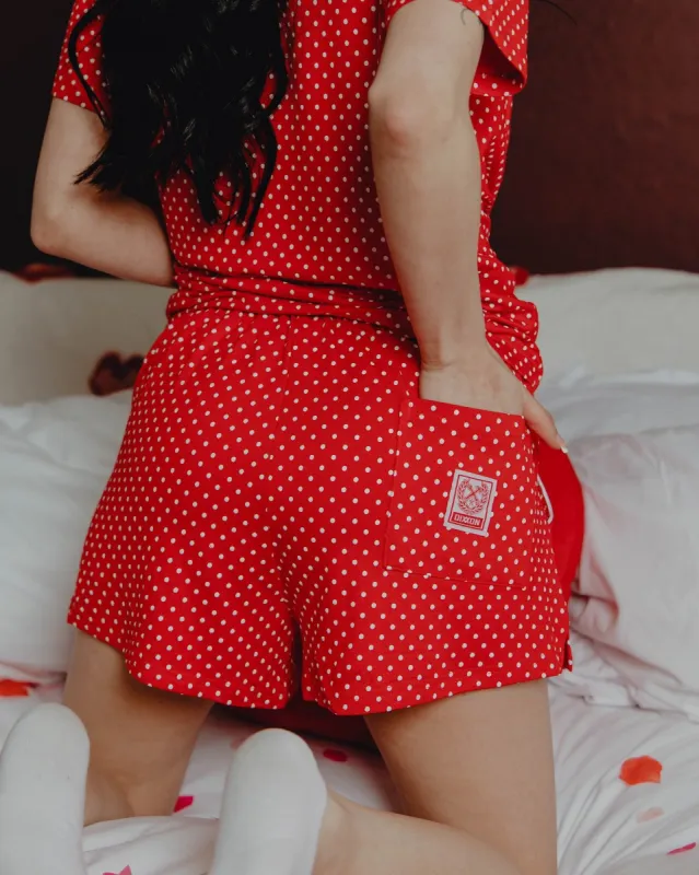 Women's Milton Pajama Shorts - Red & White sold by Dixxon