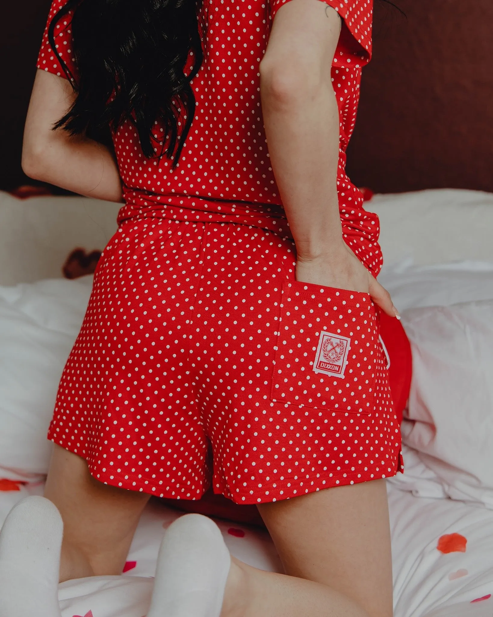 Women's Milton Pajama Shorts - Red & White sold by Dixxon