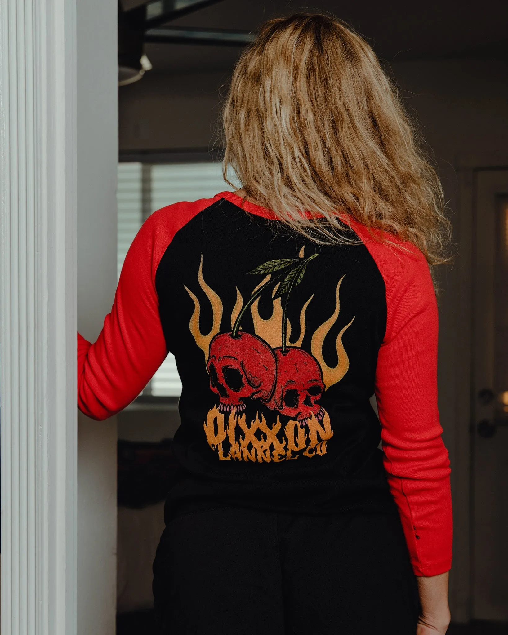 Women's Cherry Bomb Raglan 3/4 Tee - Black & Red sold by Dixxon product image thumbnail 4