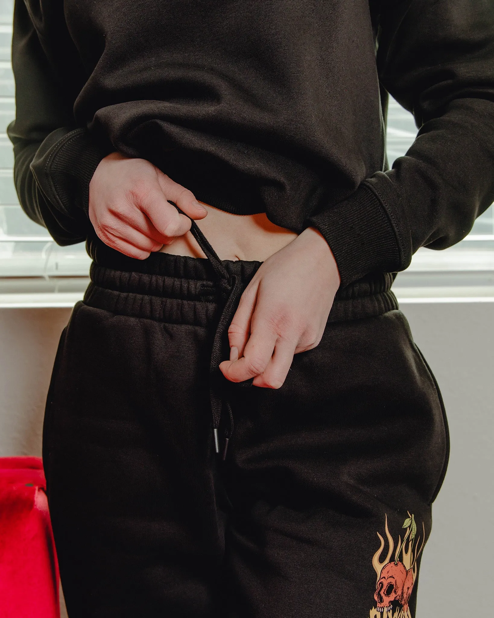 Women's Cherry Bombs Sweatpants - Black sold by Dixxon product image thumbnail 2
