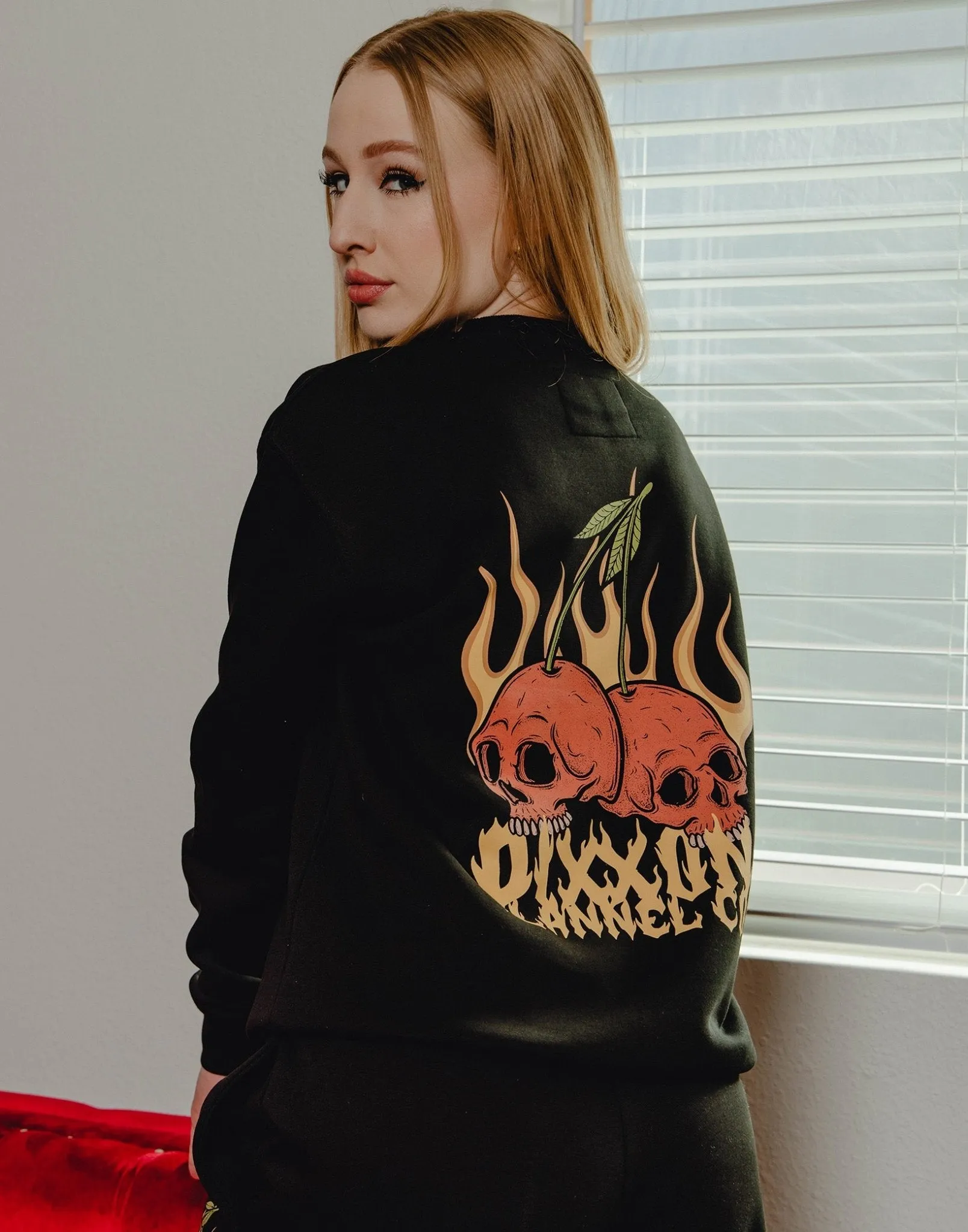 Women's Cherry Bomb Crewneck Sweatshirt - Black sold by Dixxon