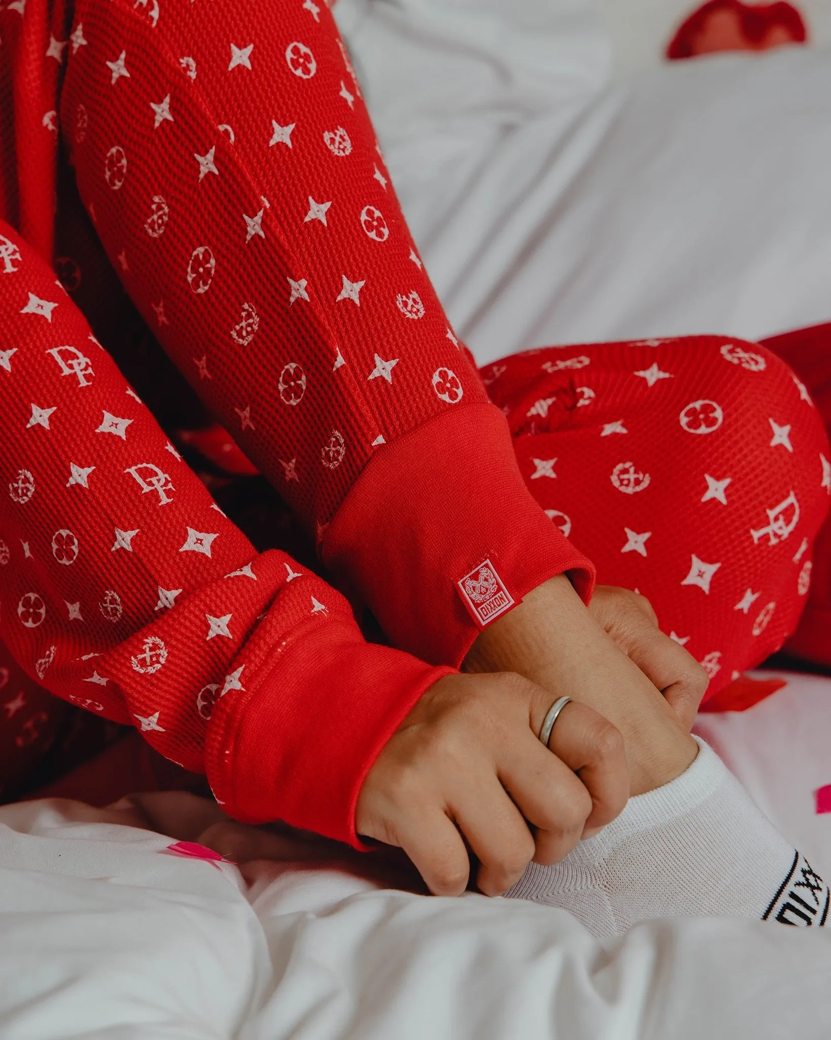 Women's Waffle Knit Joggers - Red & White Bougie sold by Dixxon product image thumbnail 2