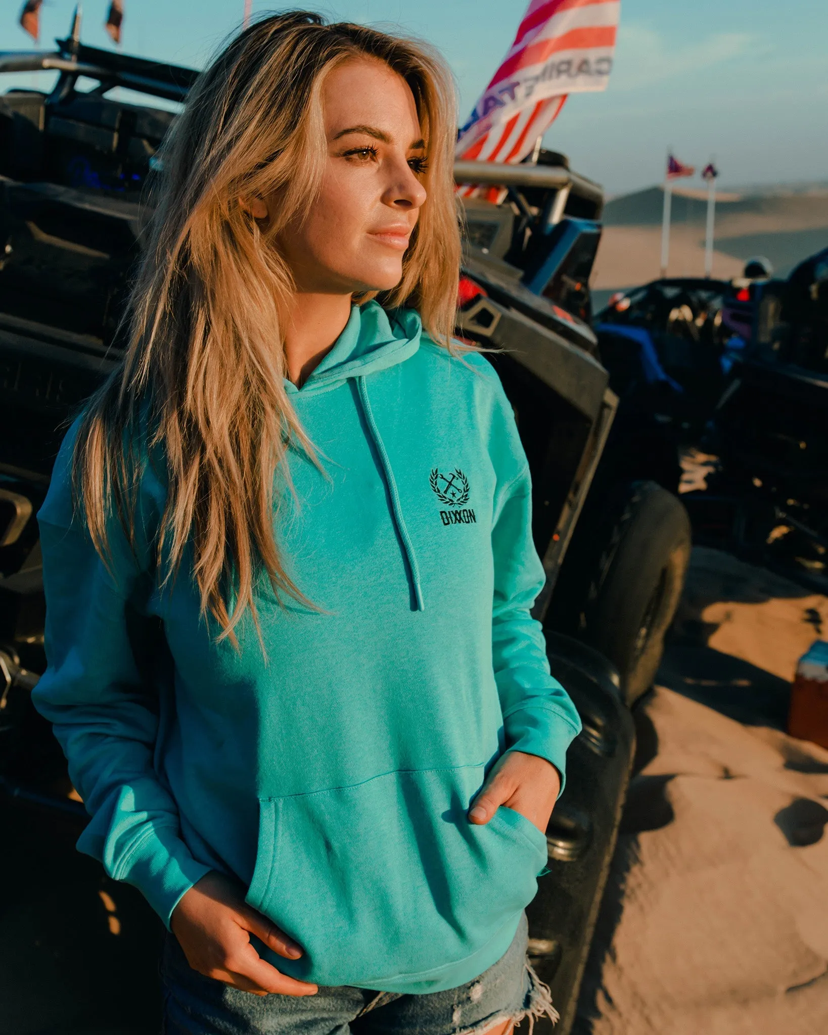 Women's Black Crest Lightweight Pullover Hoodie - Tiffany sold by Dixxon