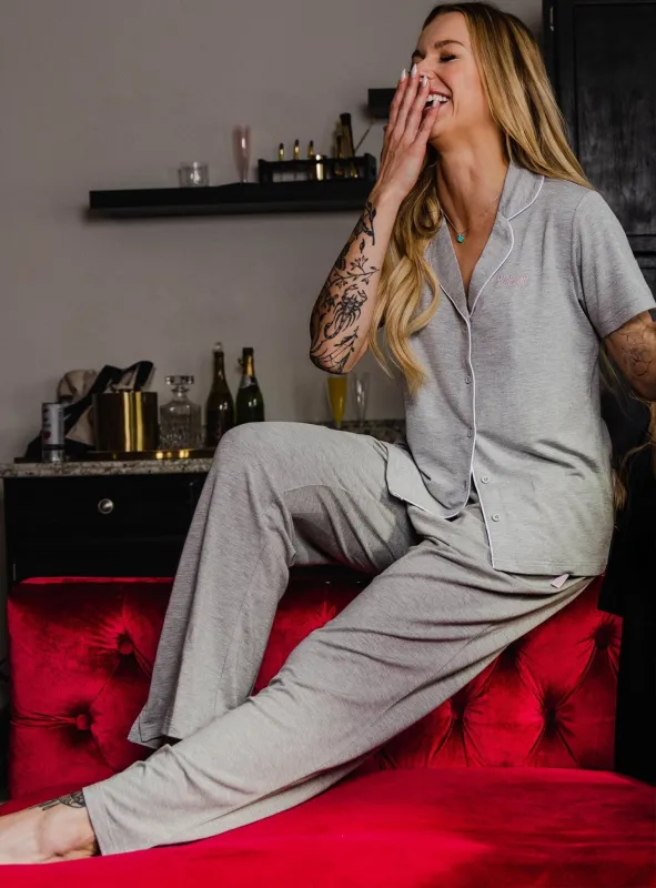 Women's Pajama Pants - Heather Gray sold by Dixxon