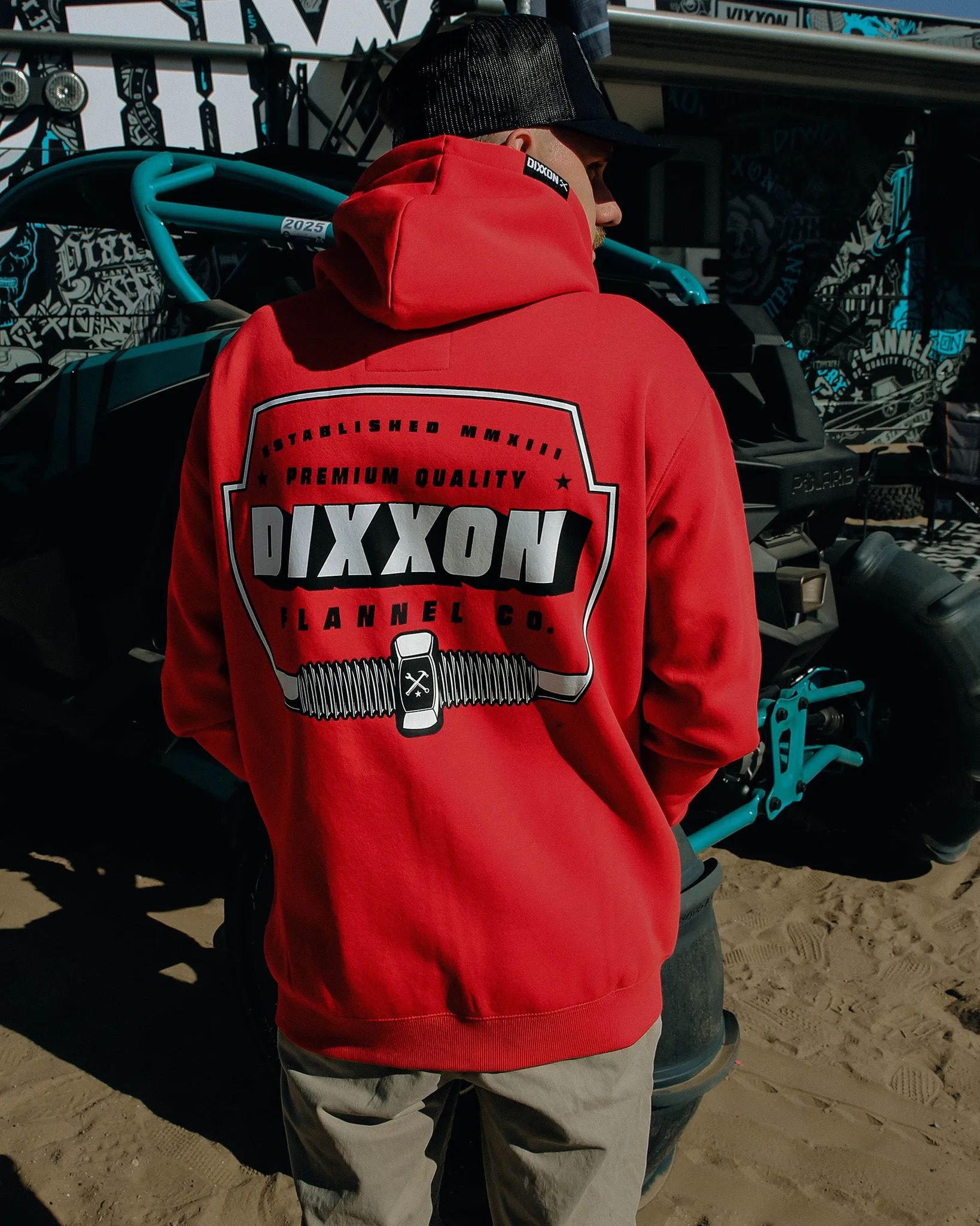 Black & White Grille Zip Up Hoodie - Red sold by Dixxon
