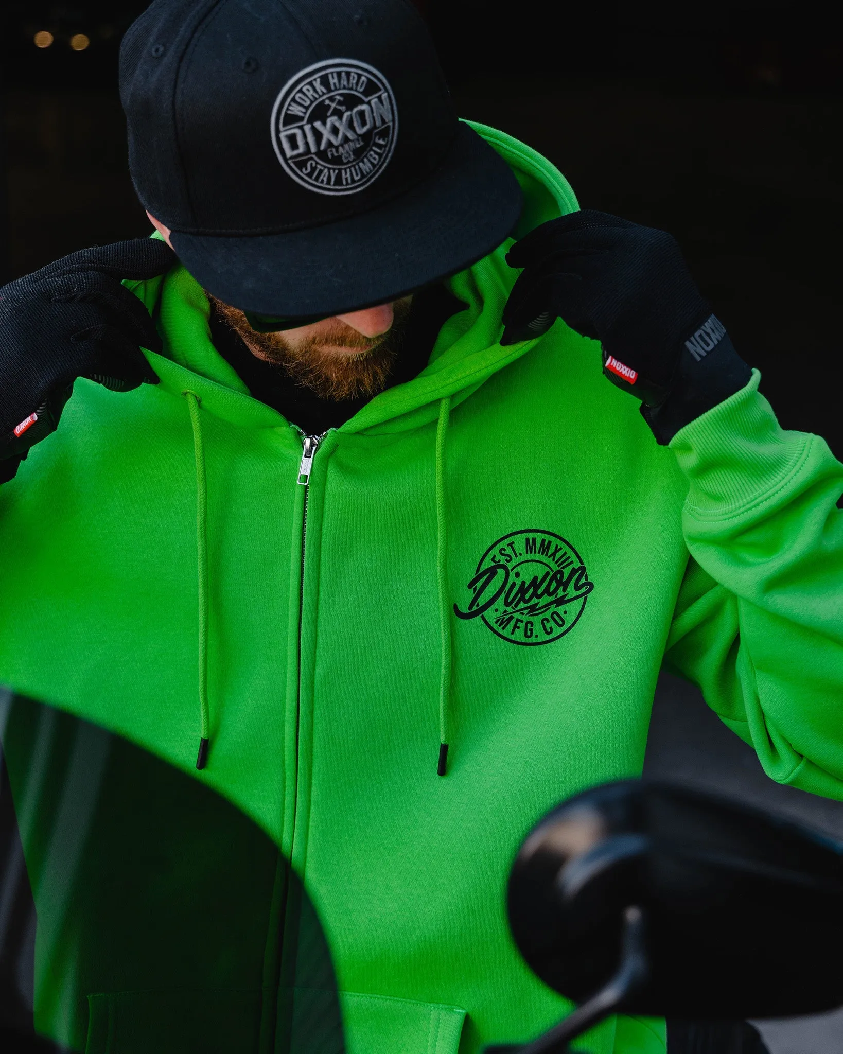 Black MFG Badge Zip Up Hoodie - Safety Green sold by Dixxon product image thumbnail 4