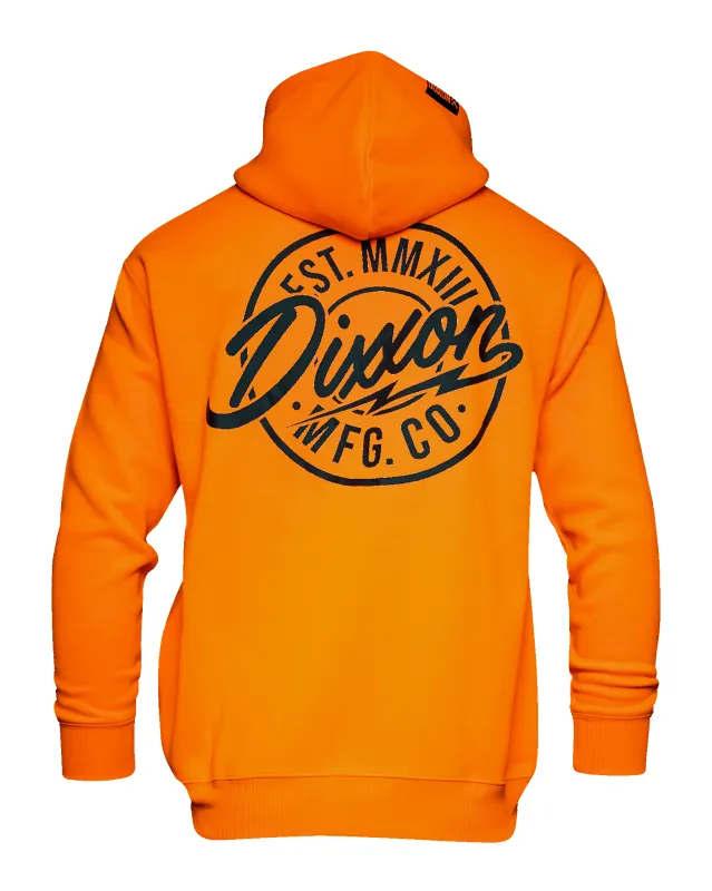 Black MFG Badge Zip Up Hoodie - Safety Orange sold by Dixxon