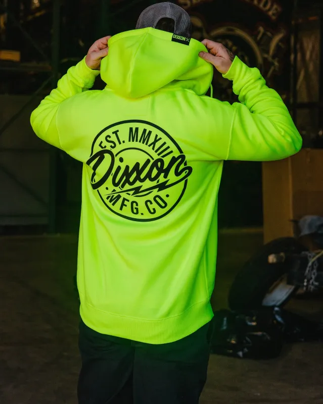 Black MFG Badge Zip Up Hoodie - Safety Yellow sold by Dixxon