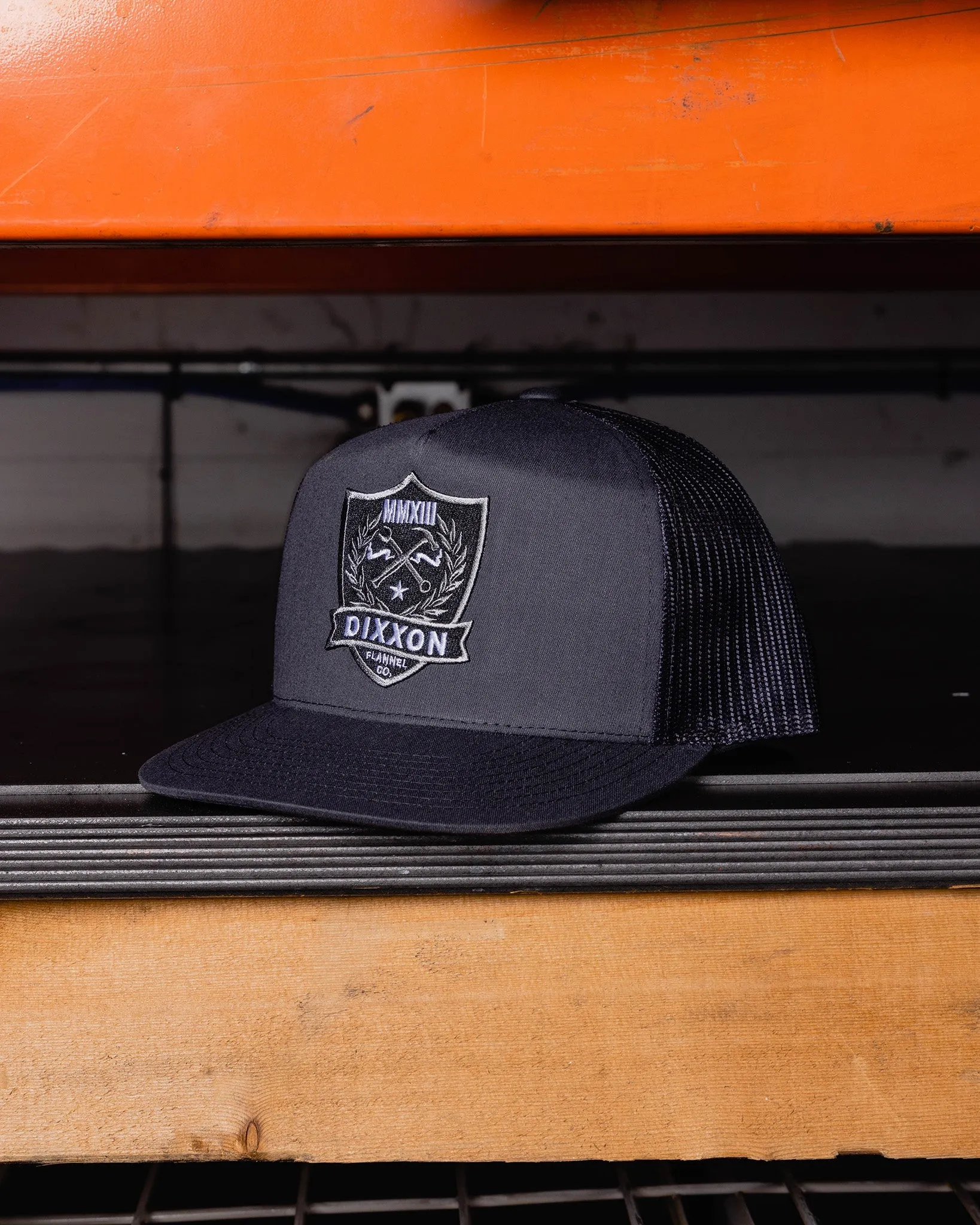 Shield Flat Bill Trucker Snapback sold by Dixxon product image thumbnail 3