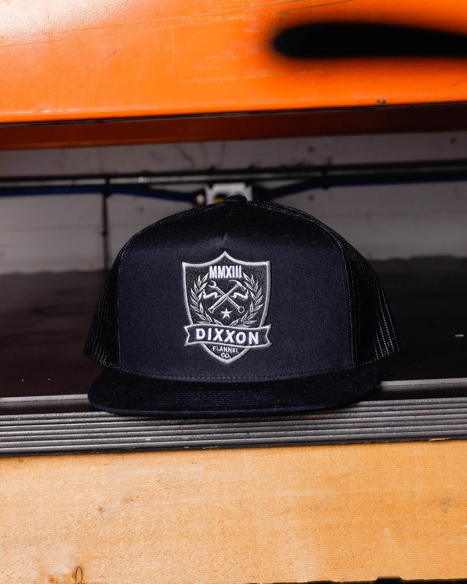 Shield Flat Bill Trucker Snapback sold by Dixxon product image thumbnail 2