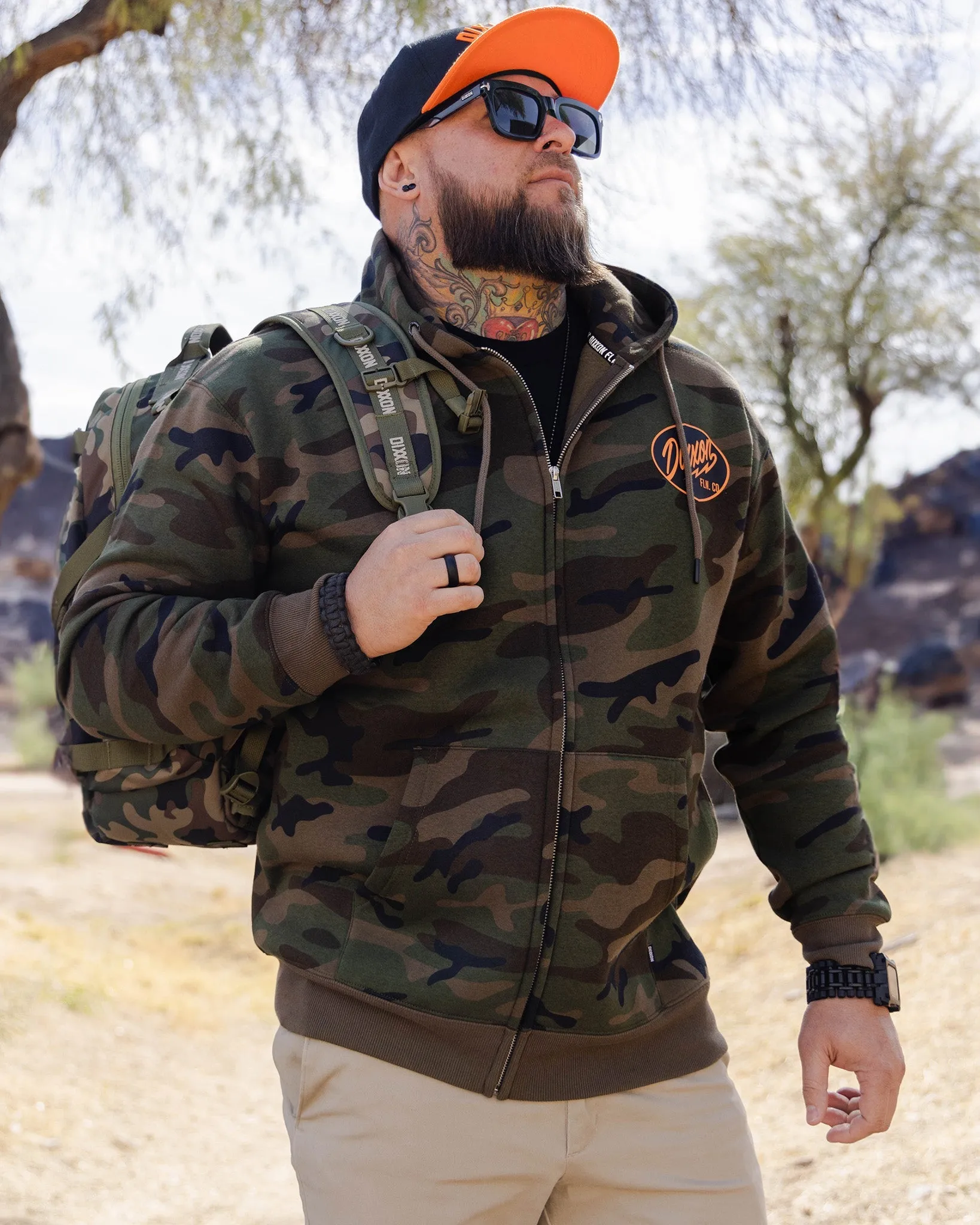 Black & Orange Esso Zip Up Hoodie - Camo sold by Dixxon product image thumbnail 5
