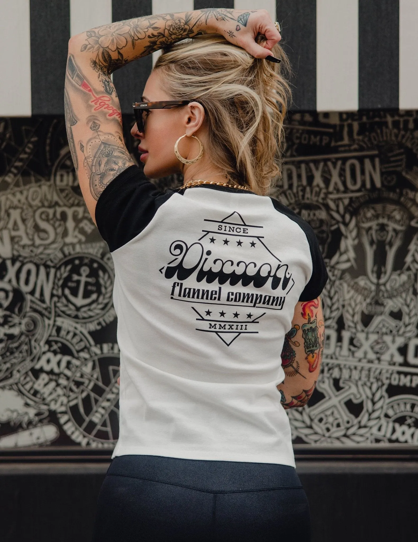Women's Stardust Raglan Tee - White & Black sold by Dixxon