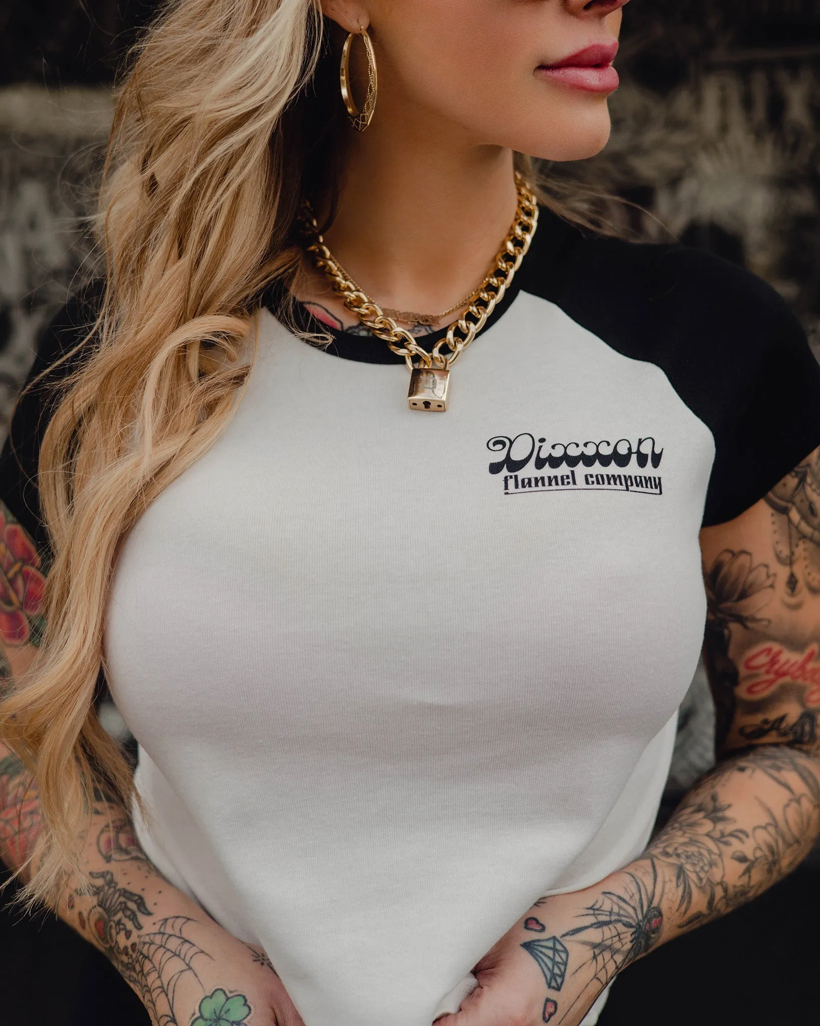 Women's Stardust Raglan Tee - White & Black sold by Dixxon product image thumbnail 2