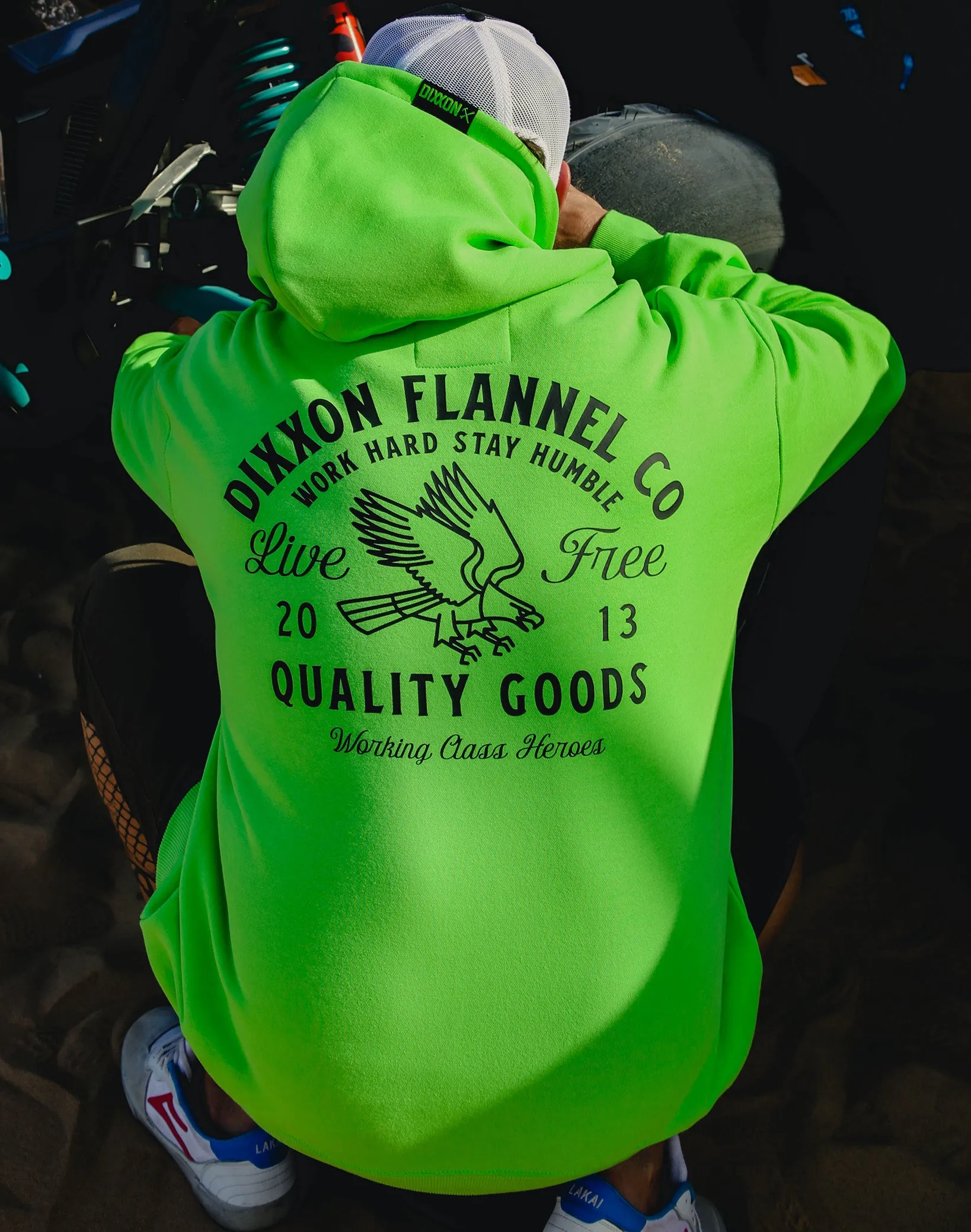 Black Quality Goods Zip Up Hoodie - Safety Green sold by Dixxon product image thumbnail 4