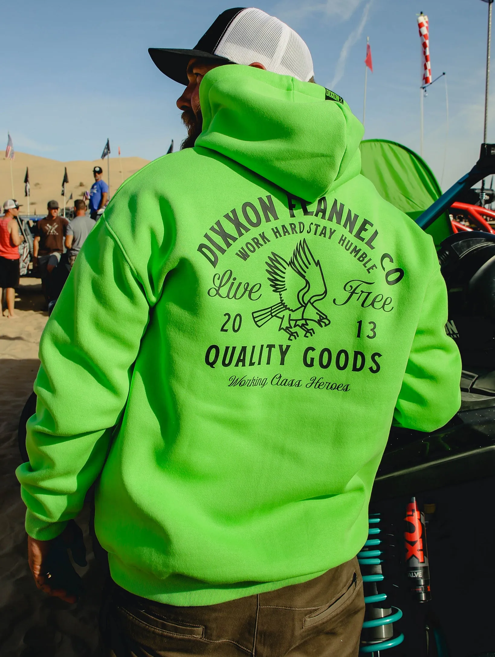 Black Quality Goods Zip Up Hoodie - Safety Green sold by Dixxon