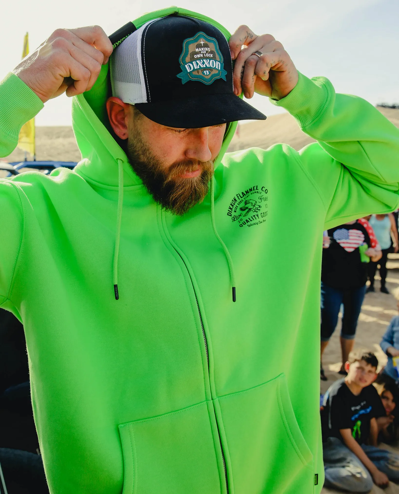 Black Quality Goods Zip Up Hoodie - Safety Green sold by Dixxon product image thumbnail 5