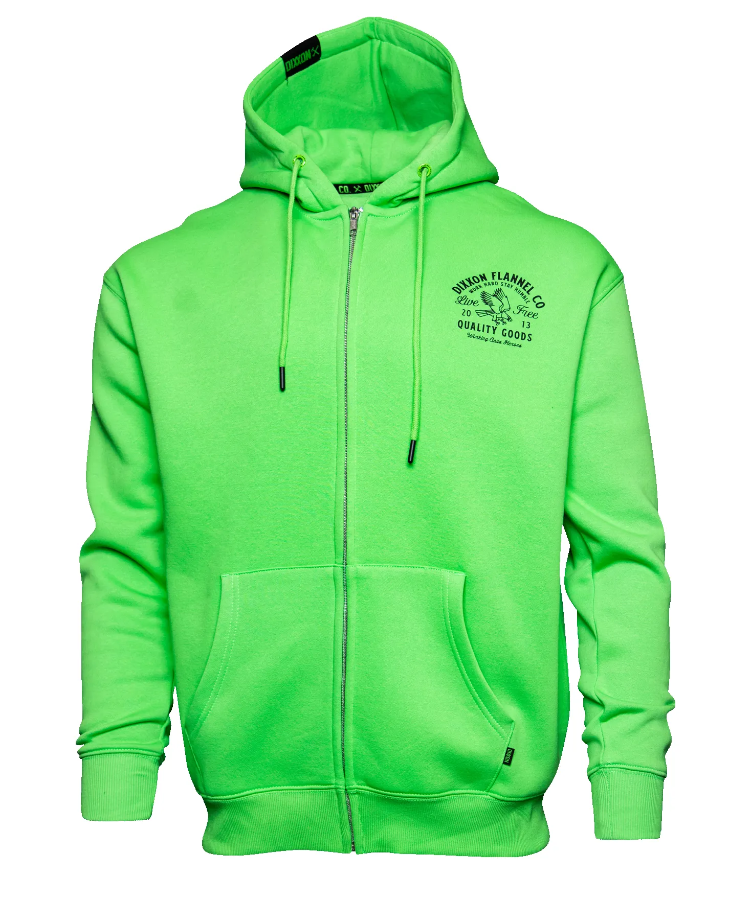 Black Quality Goods Zip Up Hoodie - Safety Green sold by Dixxon product image thumbnail 3