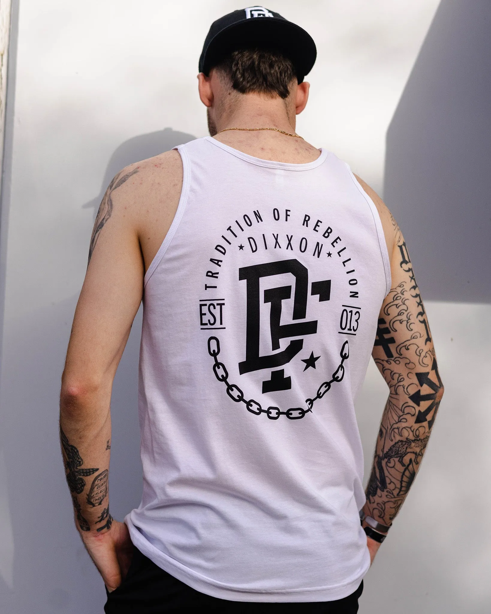 Black Disobedience Tank - White sold by Dixxon