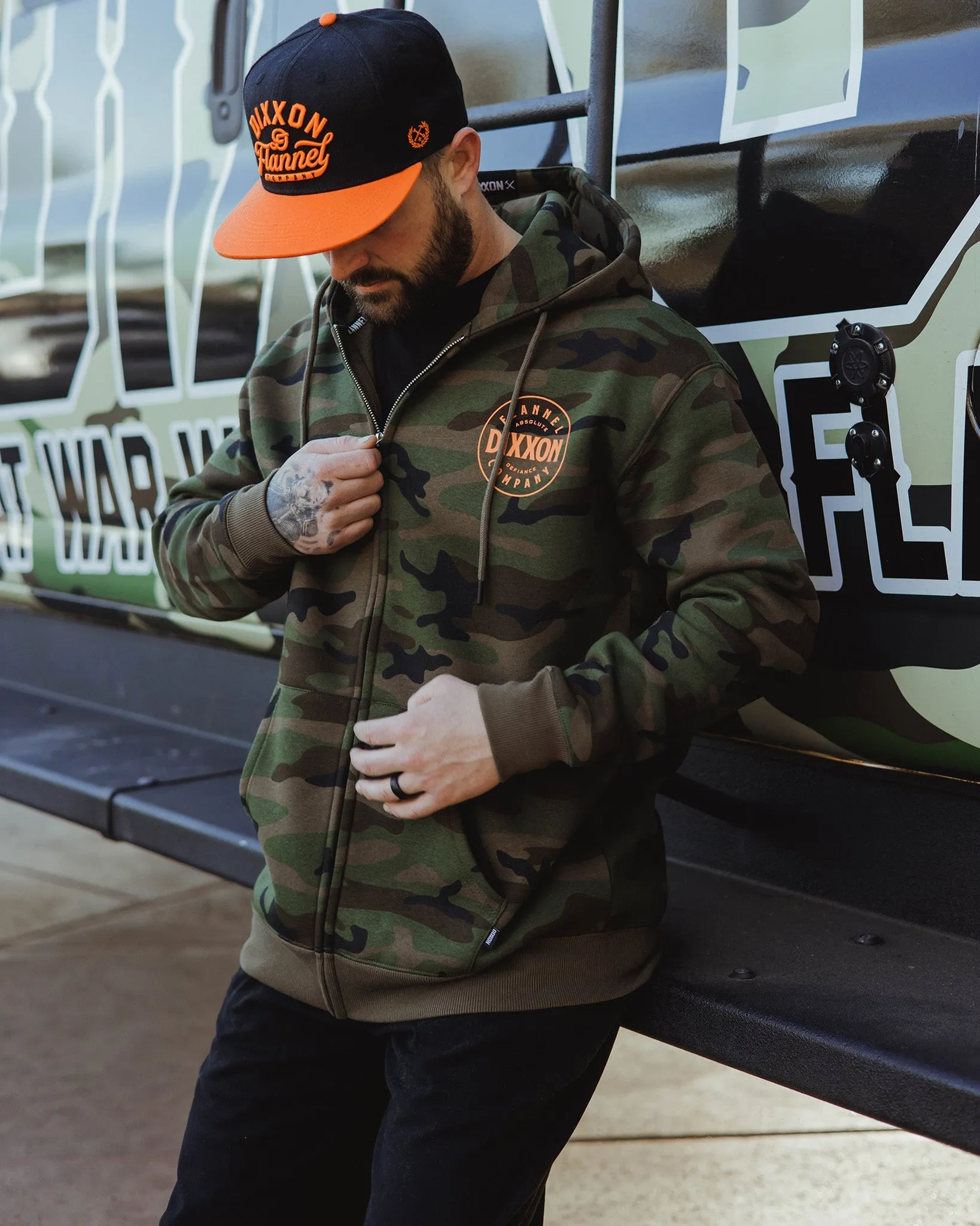 Orange Chain Driven Zip Up Hoodie - Camo sold by Dixxon product image thumbnail 5