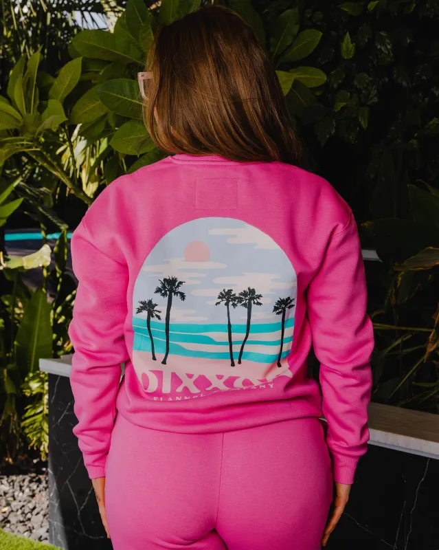 Women's Ocean Front Crewneck Sweatshirt - Pink sold by Dixxon
