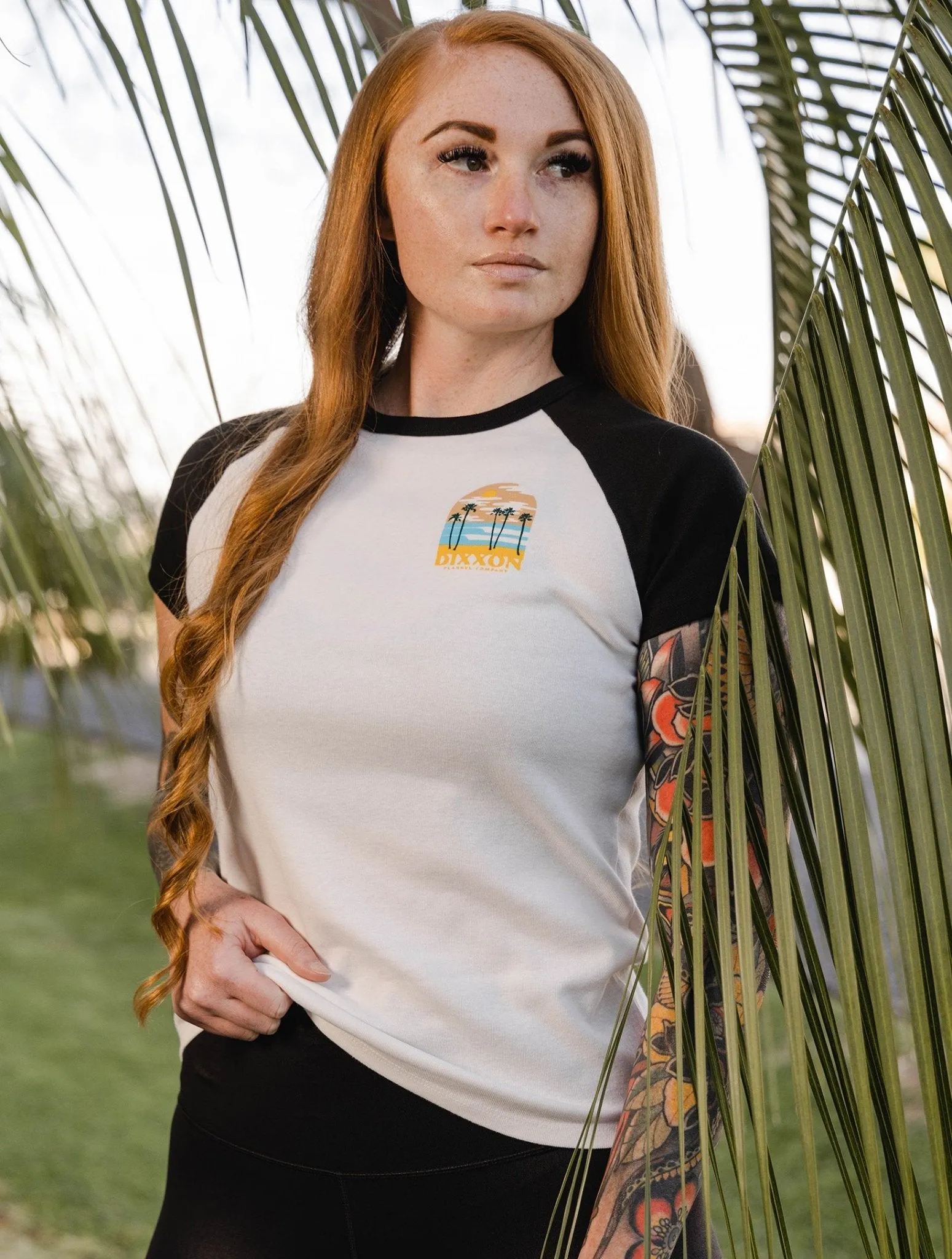 Women's Yellow Ocean Raglan Tee - White & Black sold by Dixxon product image thumbnail 2