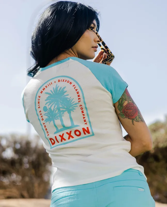 Women's Sunny Days Raglan Tee - White & Tiffany sold by Dixxon