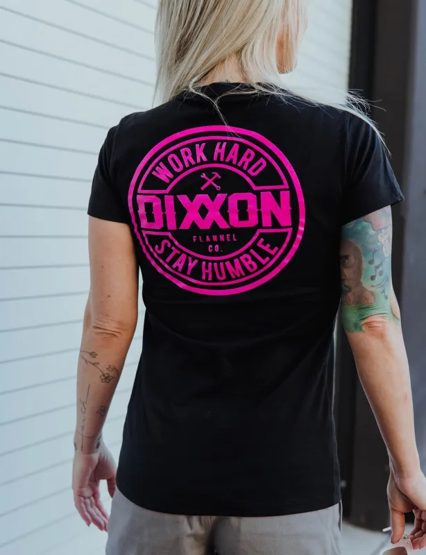 Women's Pink Corpo Fitted Tee - Black sold by Dixxon
