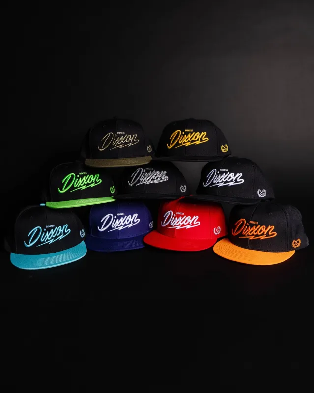 Lightning Script Flat Bill Snapback made by Dixxon