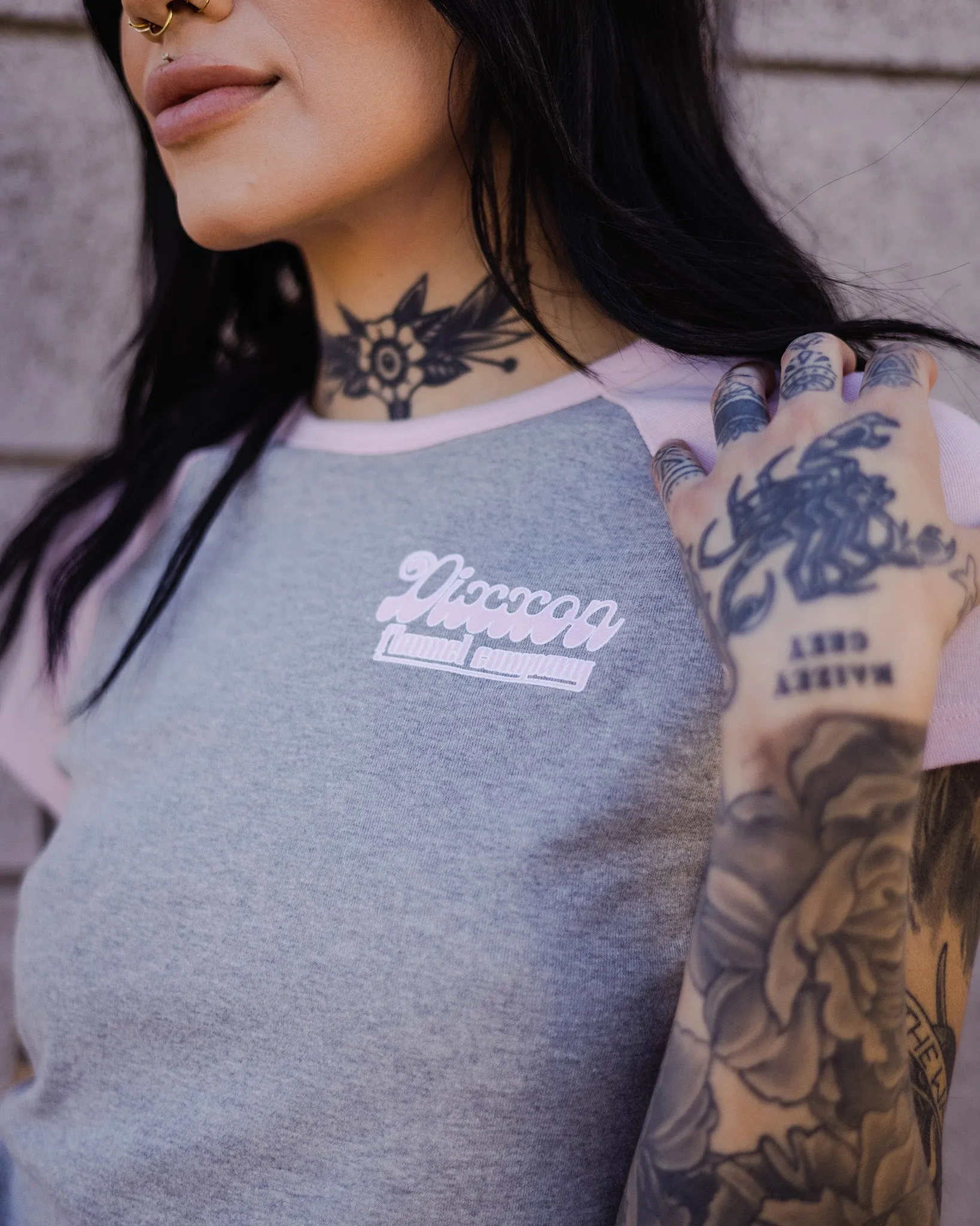 Women's Stardust Raglan Tee - Gray & Pink sold by Dixxon product image thumbnail 3