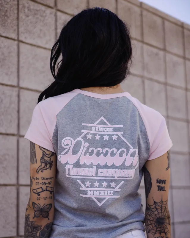 Women's Stardust Raglan Tee - Gray & Pink sold by Dixxon